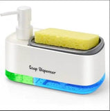 Hand and Dish Soap Dispenser Set for Kitchen, Dual Soap Dispenser with Sponge Holder, 3-in-1 Countertop Soap Pump Dispenser for Kitchen Sink, Useful Kitchen Gadgets - White