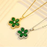 Emerald Zircon Flower Pendant Set